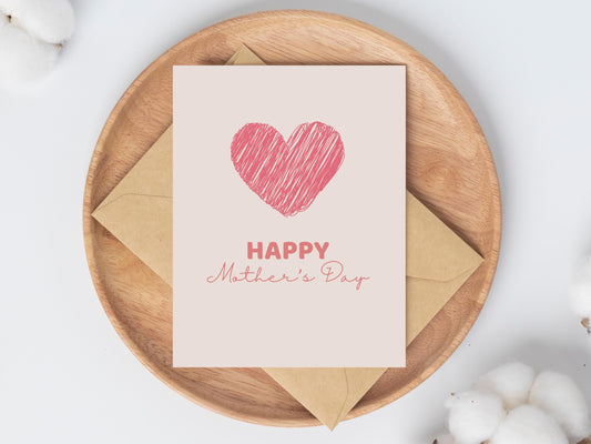 Editable Mother's Day Card Template: Printable Heart Design (Digital Download)