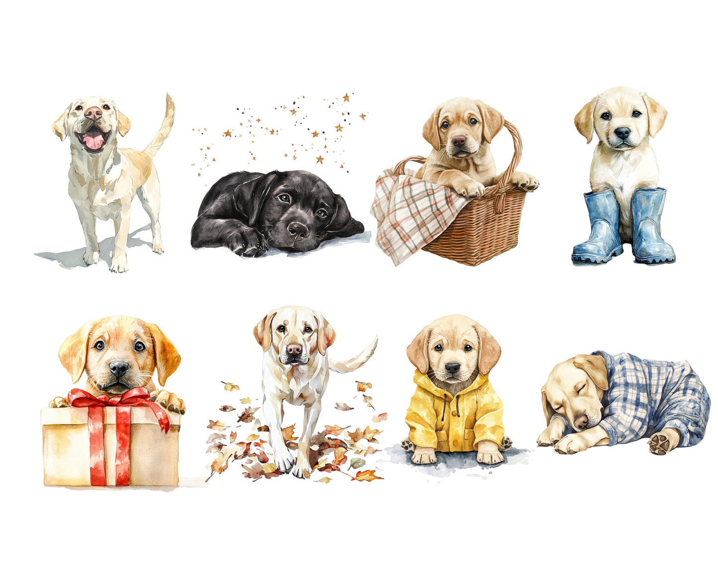 Watercolor Labrador Clipart png Bundle, 50 Labrador Clipart, Dog Clipart, Pet Clipart, Labrador Retriever Clipart, Dog png, Lab Clipart