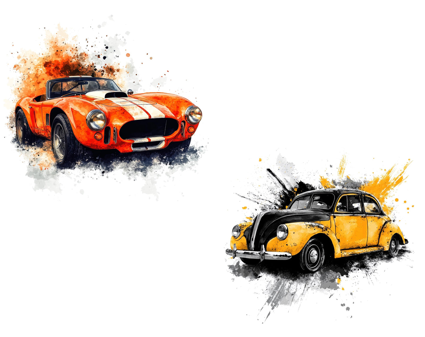 Aquarell-Muscle-Car-Clipart-Bundle, Klassische Automobil-PNG (Digitaler Download)