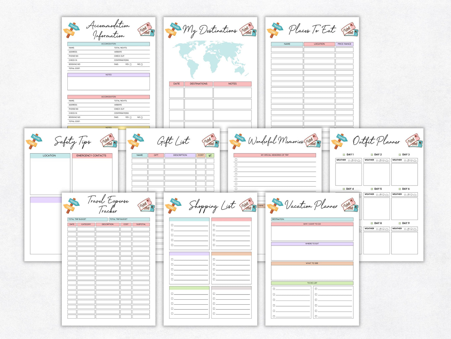Travel Planner Printable Template, Vacation Journal (PDF)