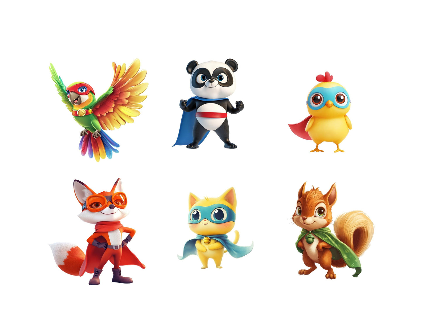 Ensemble d'images clipart d'animaux super-héros mignons, images clipart d'animaux super-héros (PNG), images clipart d'animaux mignons, images clipart de bébés animaux super-héros mignons (PNG)