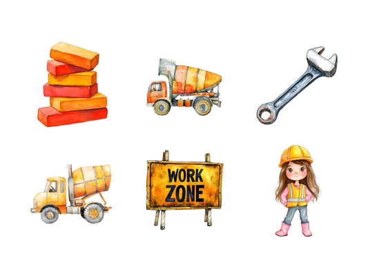 Construction Vehicle Clipart Bundle png, Watercolor Construction Clipart, Vehicle Clipart, Nursery Decor, Party Decor, Instant Download