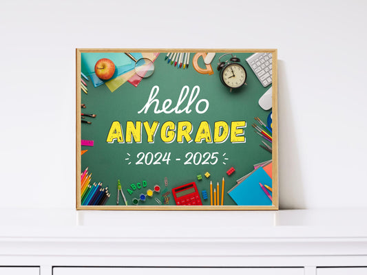 Editable Hello Grade Printable Sign, Back to School Decor (Digital Download)