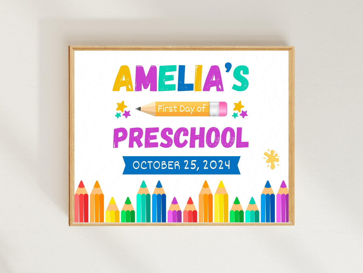 First Day of Pre-K Sign: Editable Photo Prop Canva Template (Instant Download