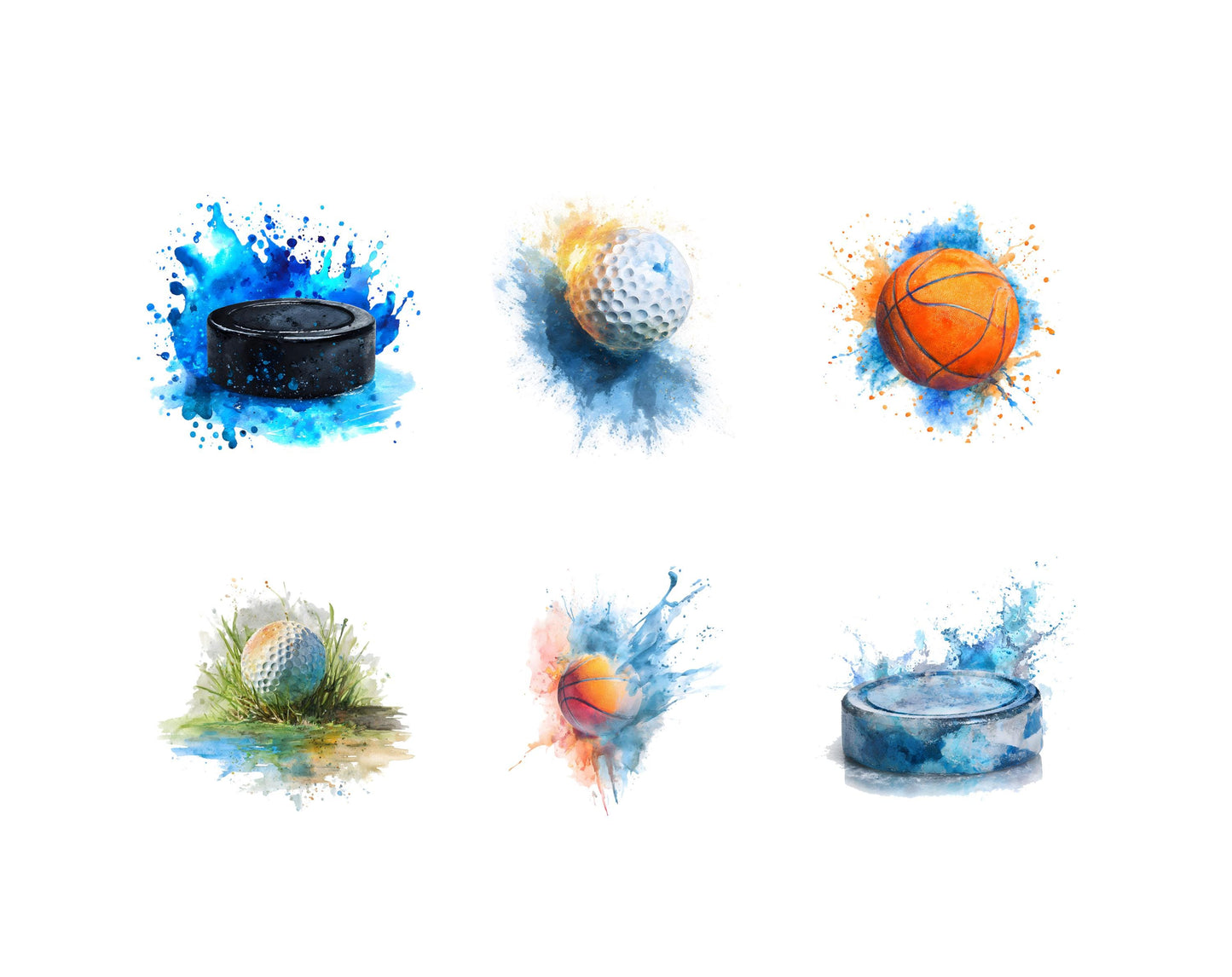 Aquarell-Sportball-Cliparts, Sport-Clipart-Bundle (PNG), Basketball-Cliparts, Fußball-Cliparts, Football-Cliparts, Baseball-Cliparts