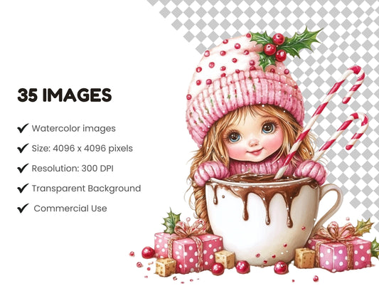 Hot Cocoa Gnomes Clipart Bundle png, Gnome Clipart, Coffee Gnomes Clipart, Christmas Gnomes Clipart, Festive Gnomes Clipart png