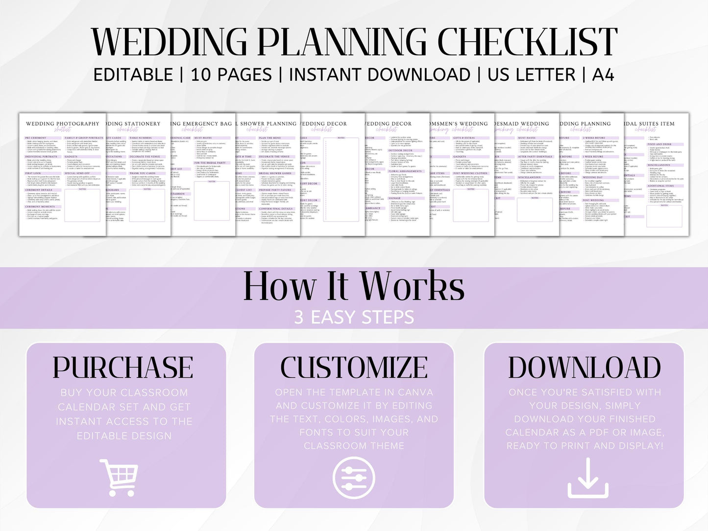 Editable Wedding Planner Checklist: Canva Template (PDF Downloadable Link Included)