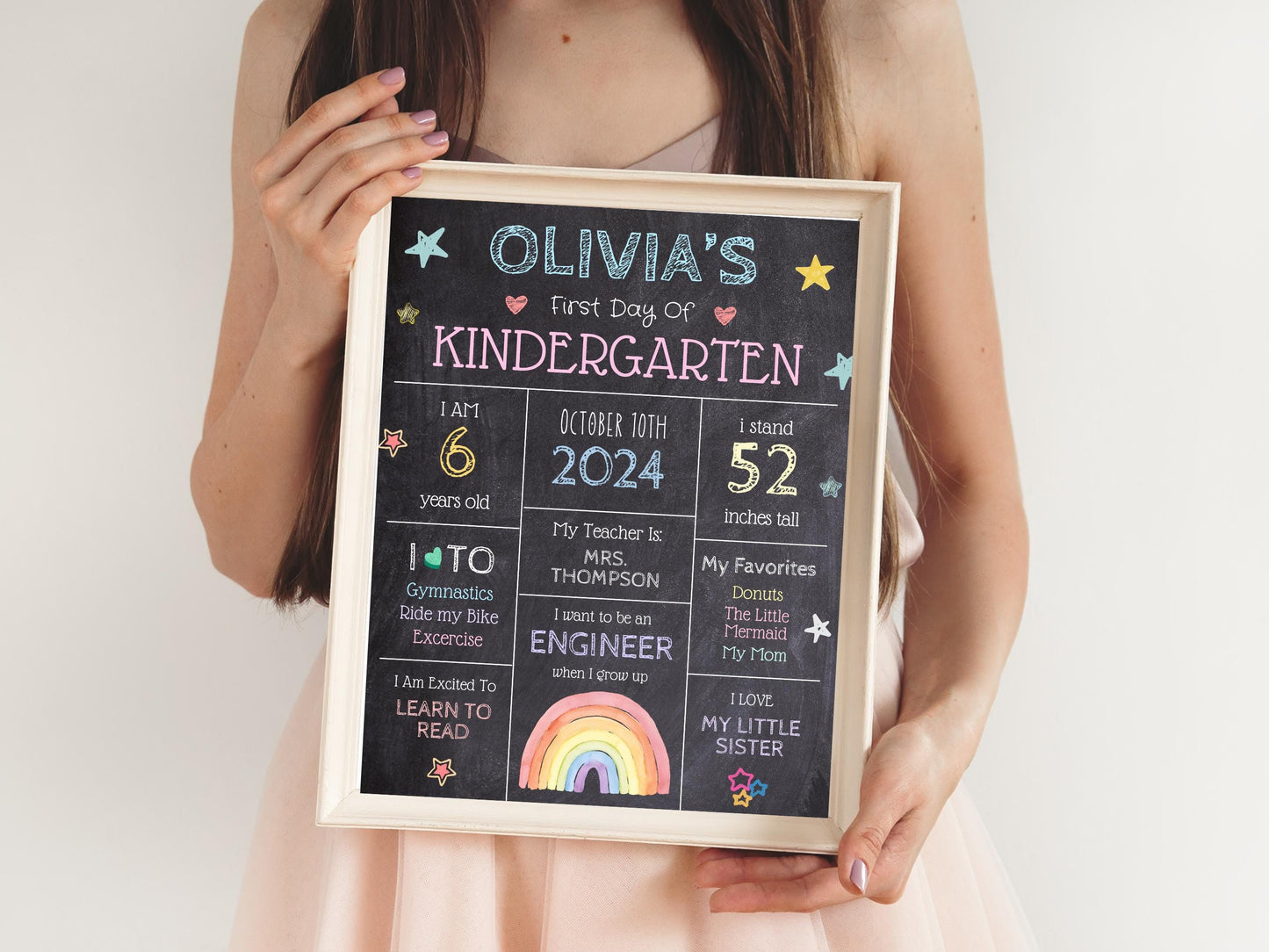 First Day of School Sign: Mermaid Chalkboard, Editable, Printable (Digital Download)