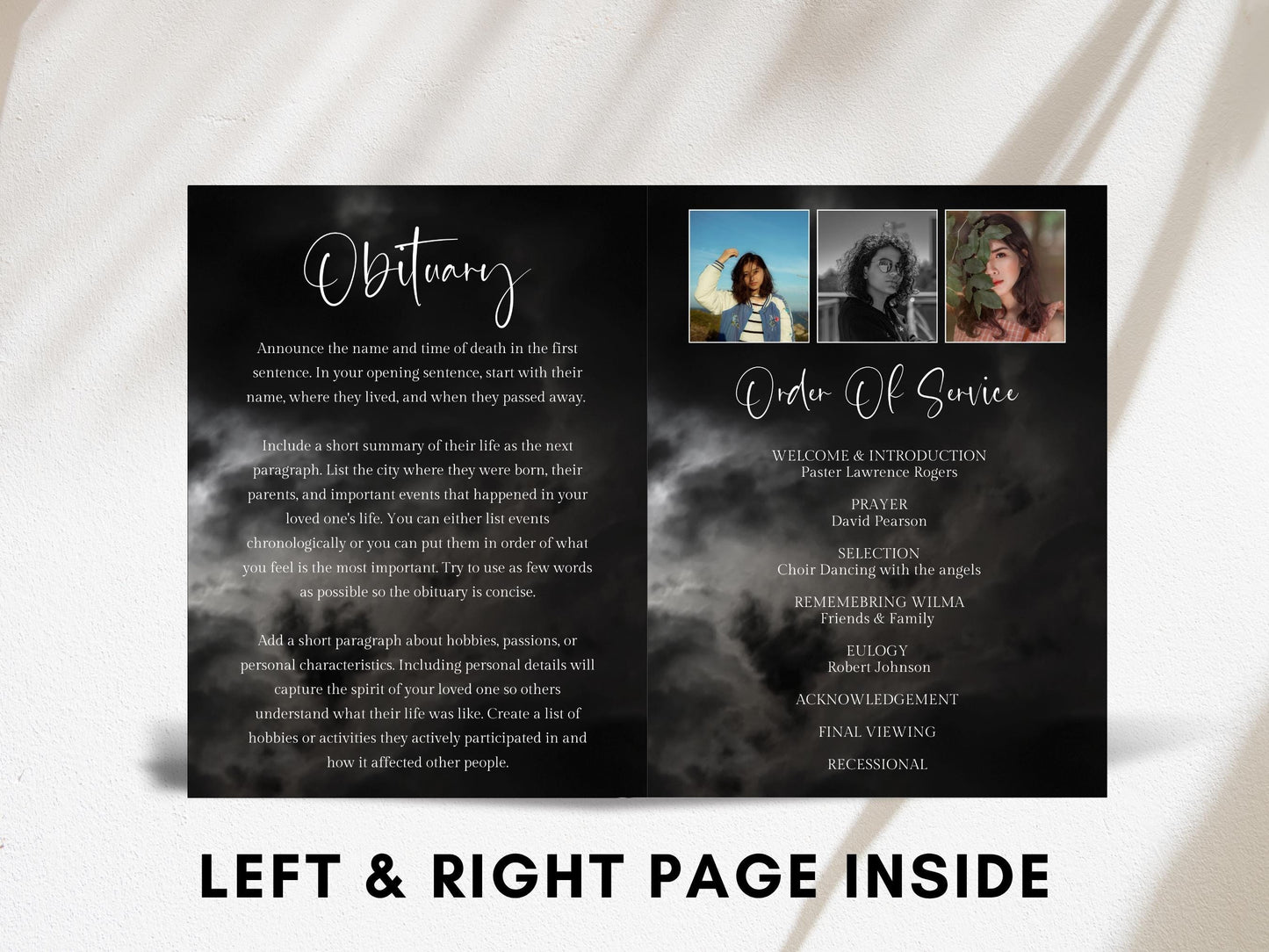 Editable Funeral Program Template: In Loving Memory, Celebration of Life (Canva, Digital Download)