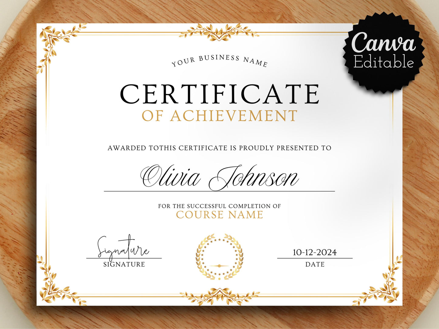 Editable Certificate Template: Professional Recognition Award (Digital Download)