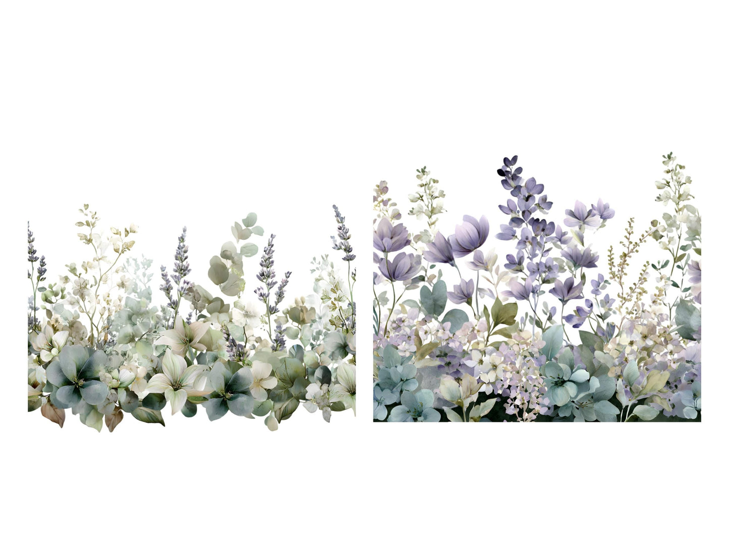 Ensemble d'images PNG d'eucalyptus violet aquarelle, clipart d'eucalyptus violet, clipart de fleur violette, clipart de bouquet de fleurs violettes