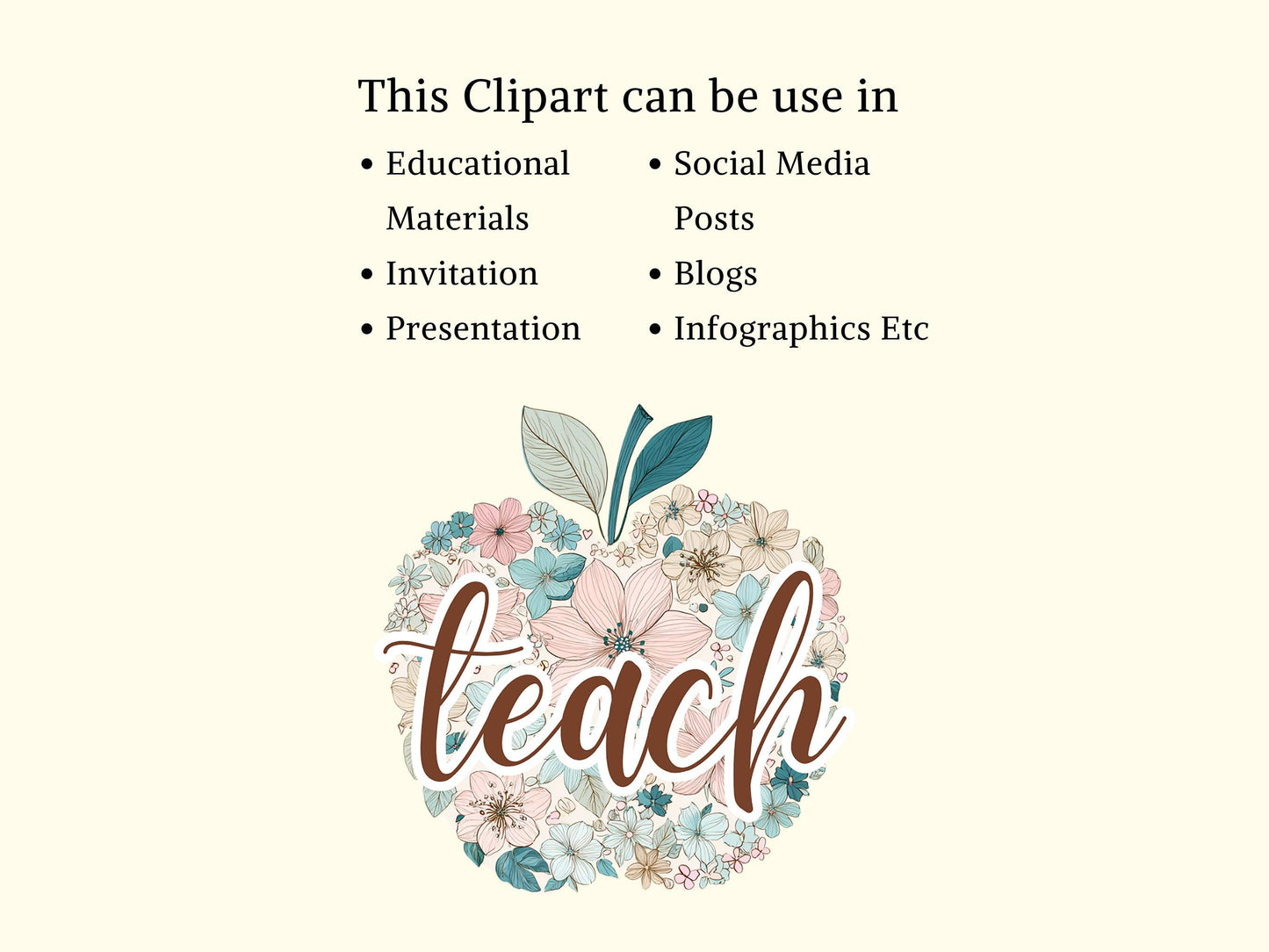 Watercolor Teach png, Retro Teach png, Floral Teacher Clipart, Teach T-Shirt Design, Teach Sublimation png, Apple png, School png