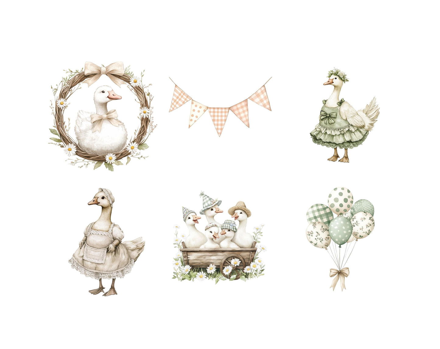 57 Rustic Goose Clipart Bundle, Watercolor Rustic Goose png, Silly Goose Clipart, Cute Rustic Goose png, Funny Goose png, Boho Nursery Decor