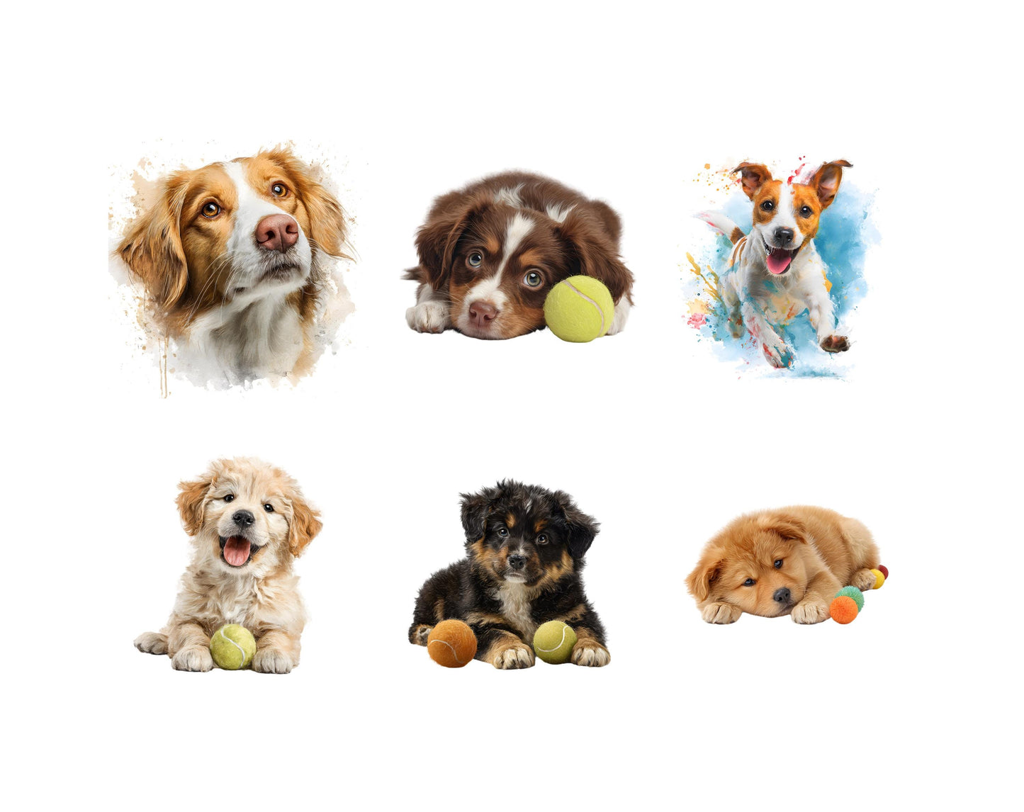 40 Hunde- und Welpen-Cliparts, Aquarell-Hunde- und Welpen-Clipart-Bundle, Hunde- und Welpen-PNG, Hochwertiges Welpen-PNG, Niedliches Welpen-PNG, Cooles Hunde-PNG