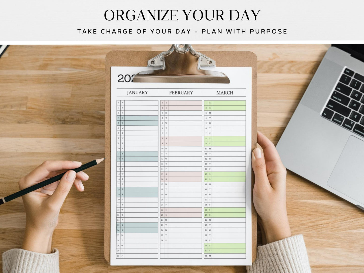 Jahreskalender 2026 zum Ausdrucken | Minimalistischer 12-Monats-Kalender | A4-PDF | Vertikales Monatslayout | Sofort-Download