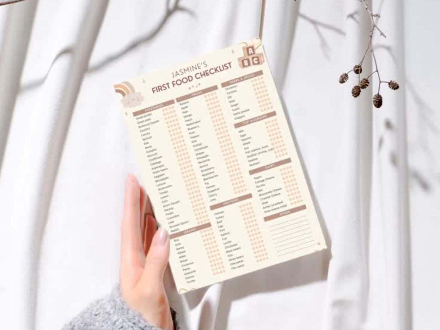 Editable Baby's First Food Checklist, Tracker For Baby's First Solid Food, Baby's First Food Checklist, Food Weaning Chart, Instant Download
