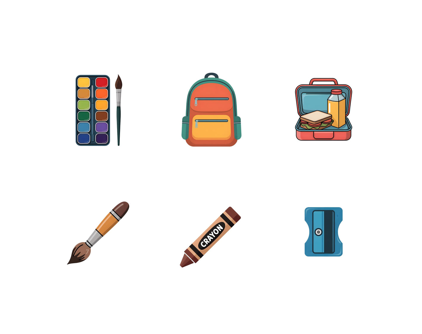 School Supplies Clipart, Back to School Clipart Bundle, Watercolor Crayons Clipart, Pencil Clipart, Digital Download