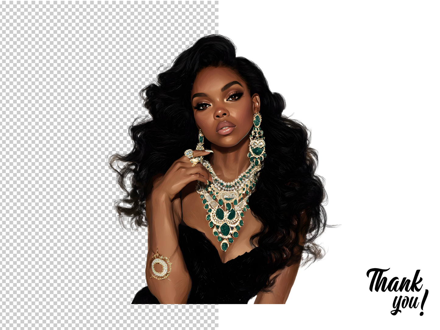 DIY Download Trendy Girl Clipart Black and White PNG Bundle