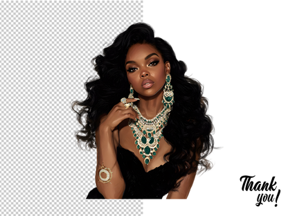 DIY Download Trendy Girl Clipart Black and White PNG Bundle