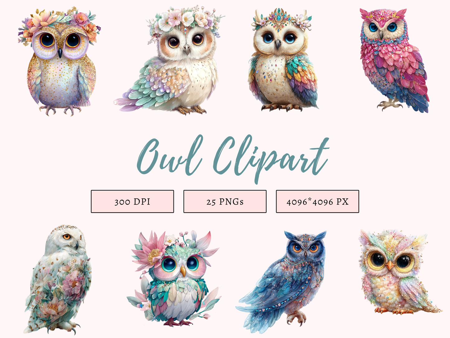 DIY Download Owl Clipart PNG Bundle