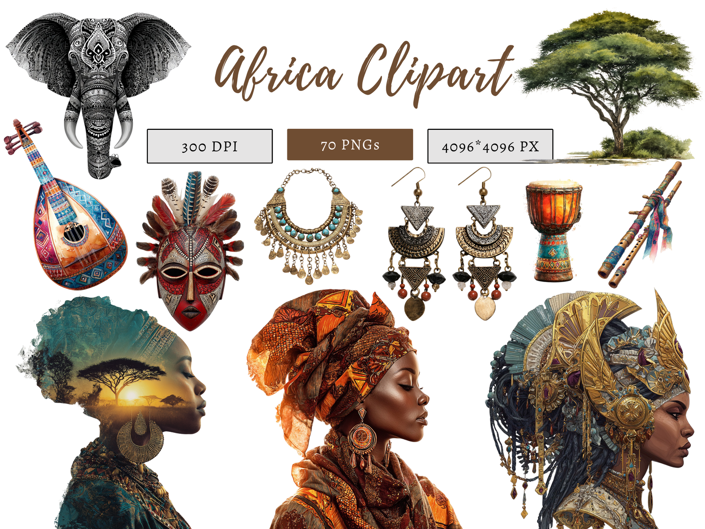 DIY Download Africa Character Clip Art Bundle