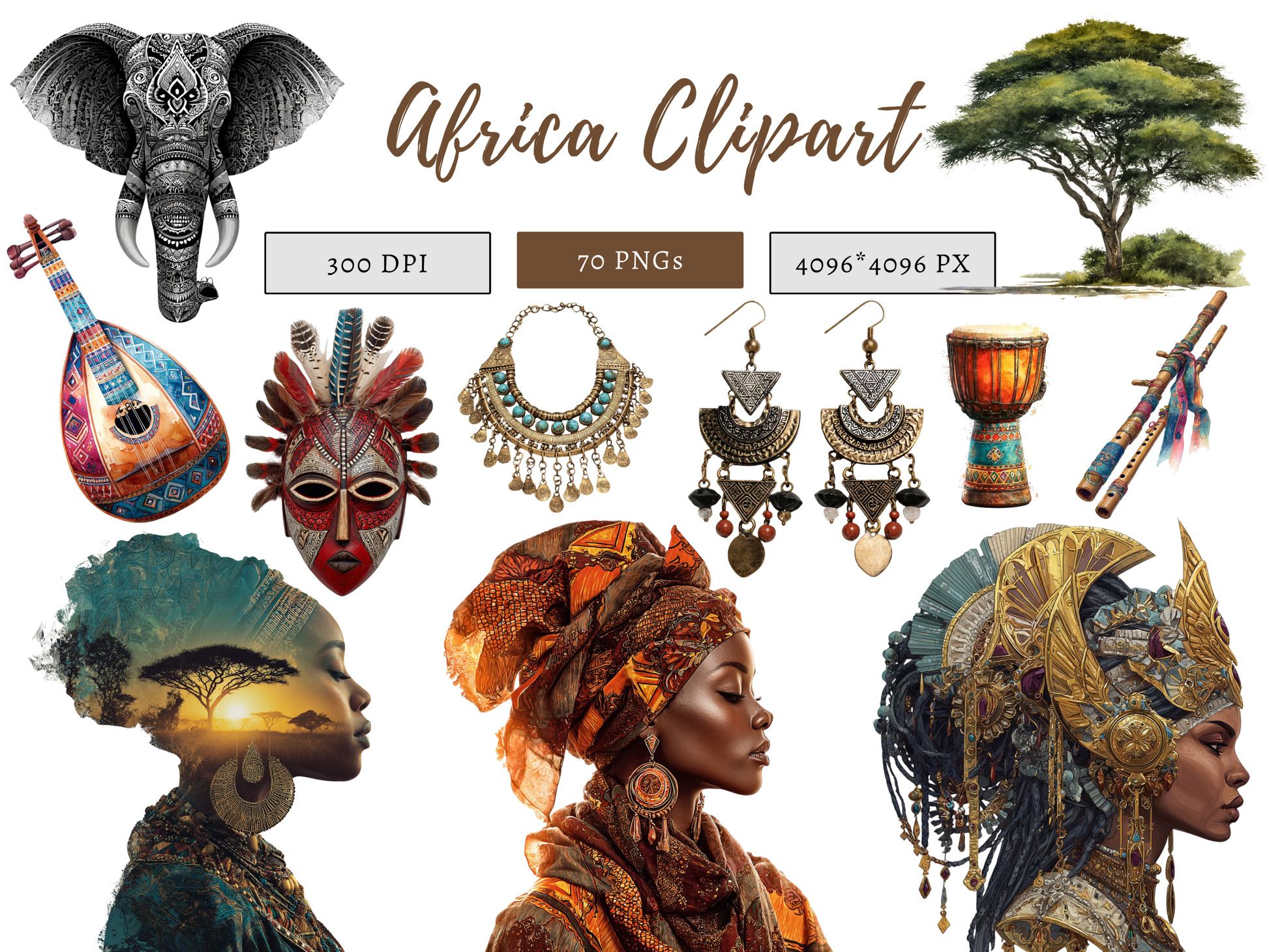 DIY Download Africa Character Clip Art Bundle