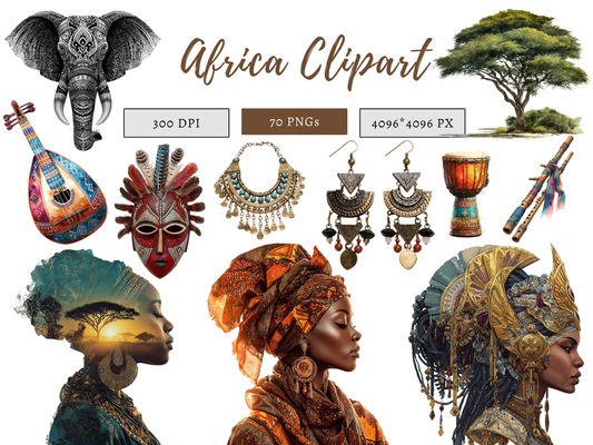 DIY Download Africa Character Clip Art Bundle