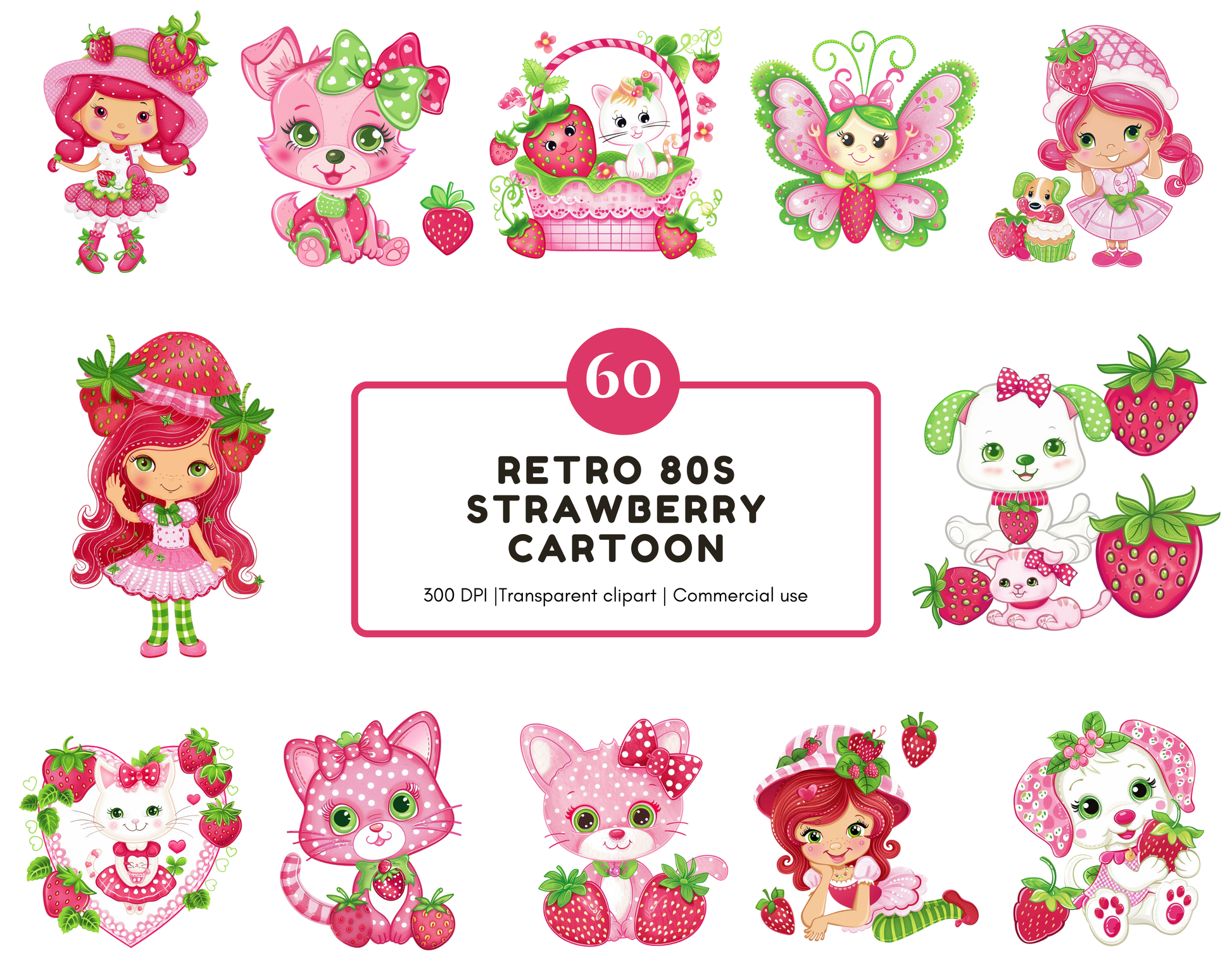 DIY Download Strawberry Clip art Bundle