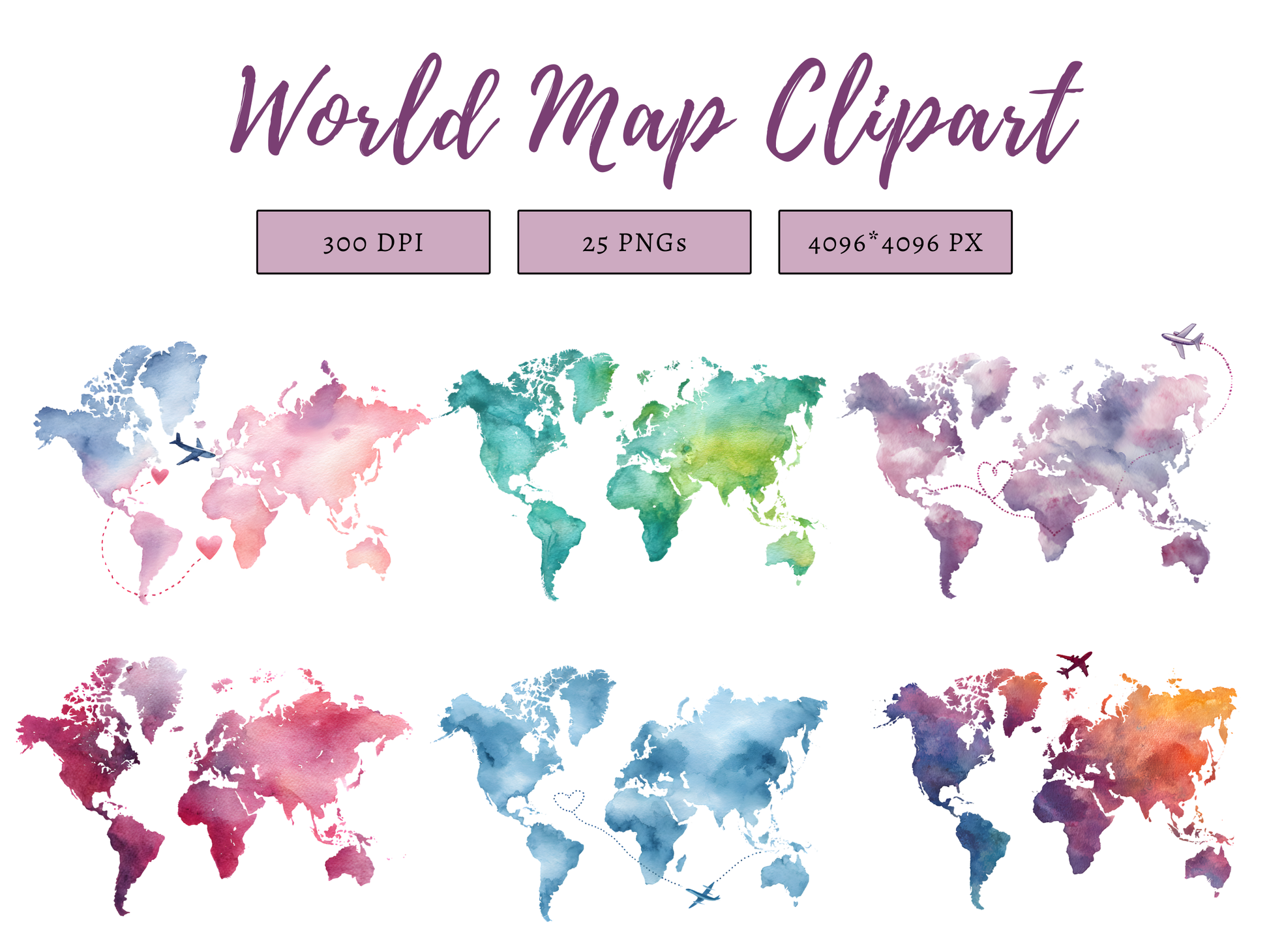 DIY Download World Map Clipart Bundle