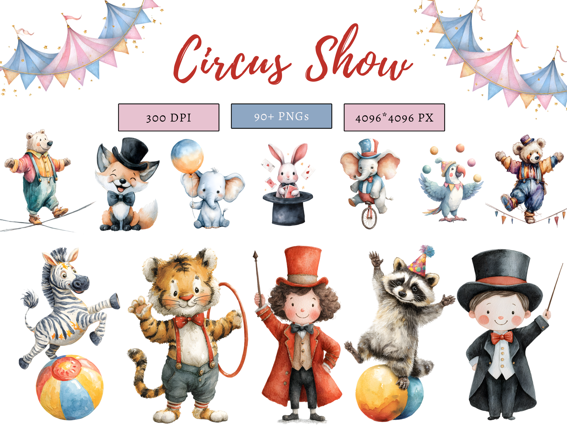 DIY Download Circus Show Clipart PNG Bundle