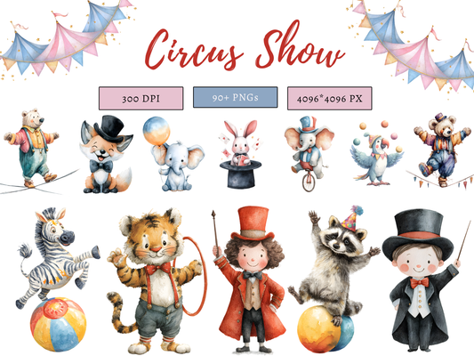 DIY Download Circus Show Clipart PNG Bundle