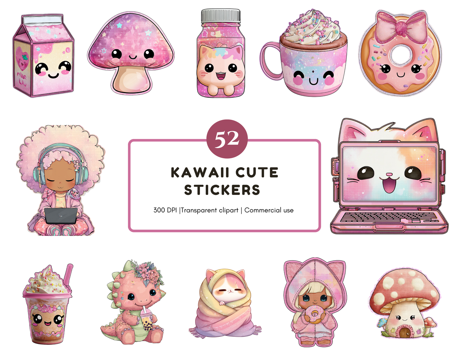 DIY Download Kawai Cute Clip art Bundle