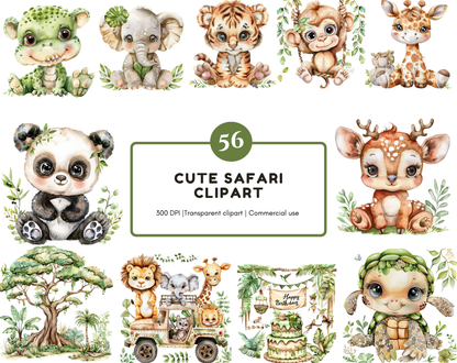 DIY Download Safari Animals Clipart PNG Bundle