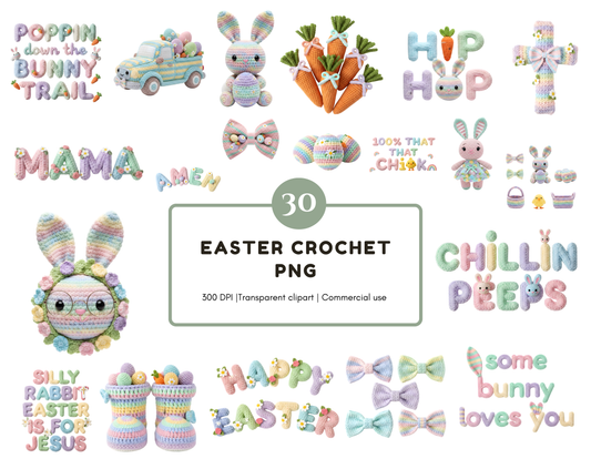 Easter Bunny Clipart Bundle – 30 High-Resolution PNG Files