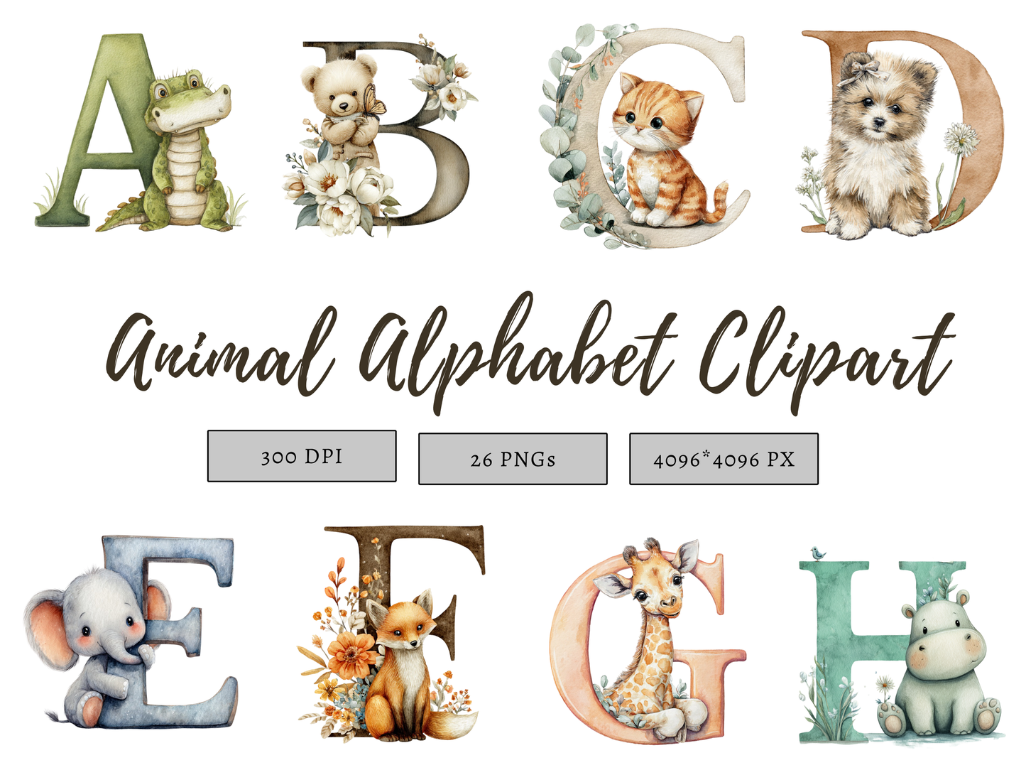 DIY Download animal alphabet letters clip art