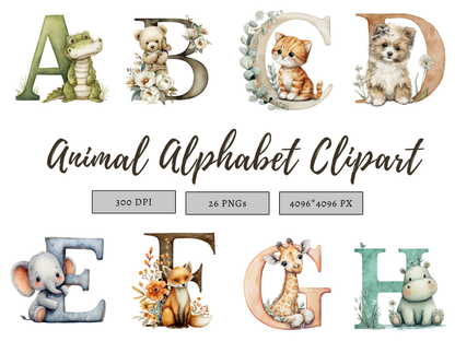 DIY Download animal alphabet letters clip art