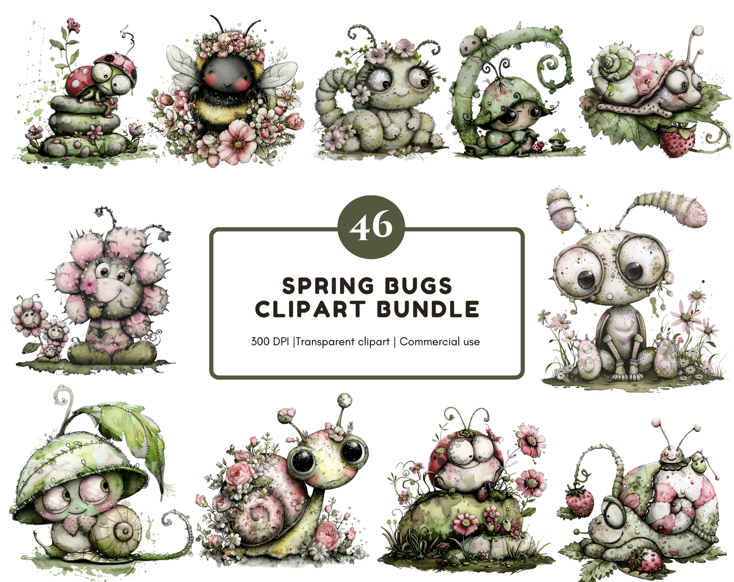 DIY Download Bug Clipart PNG Bundle