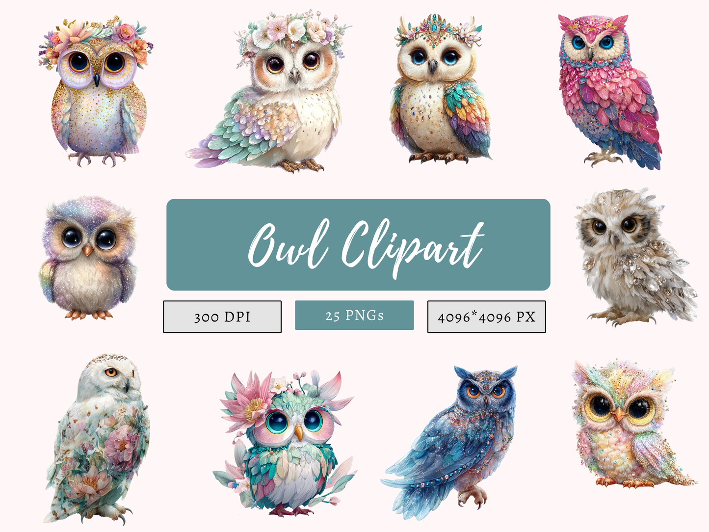 DIY Download Owl Clipart PNG Bundle
