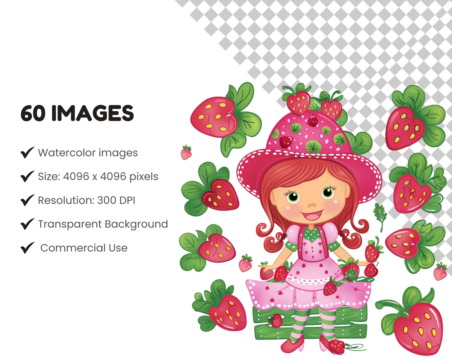 DIY Download Strawberry Clip art Bundle