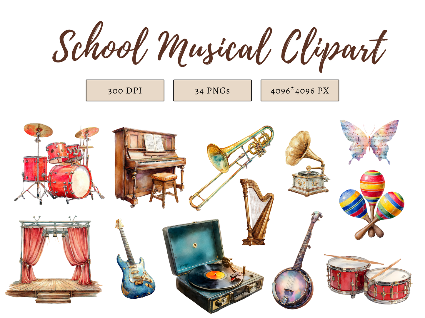 DIY Download School Musical Clip Art Bundle