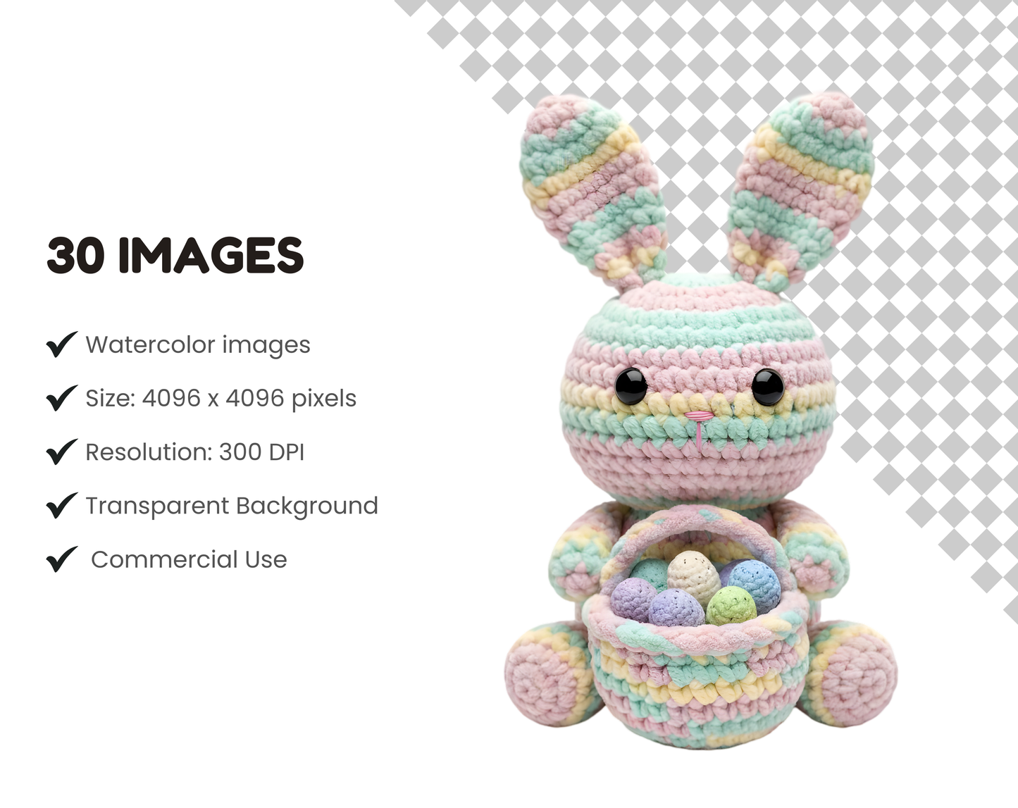 DIY Download 30 Easter bunny clipart PNG files