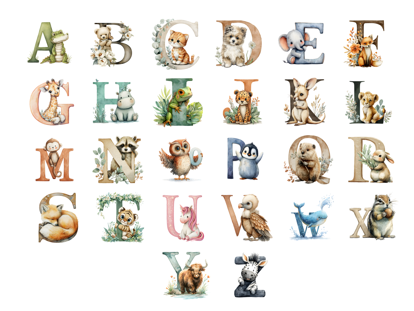 DIY Download animal alphabet letters clip art