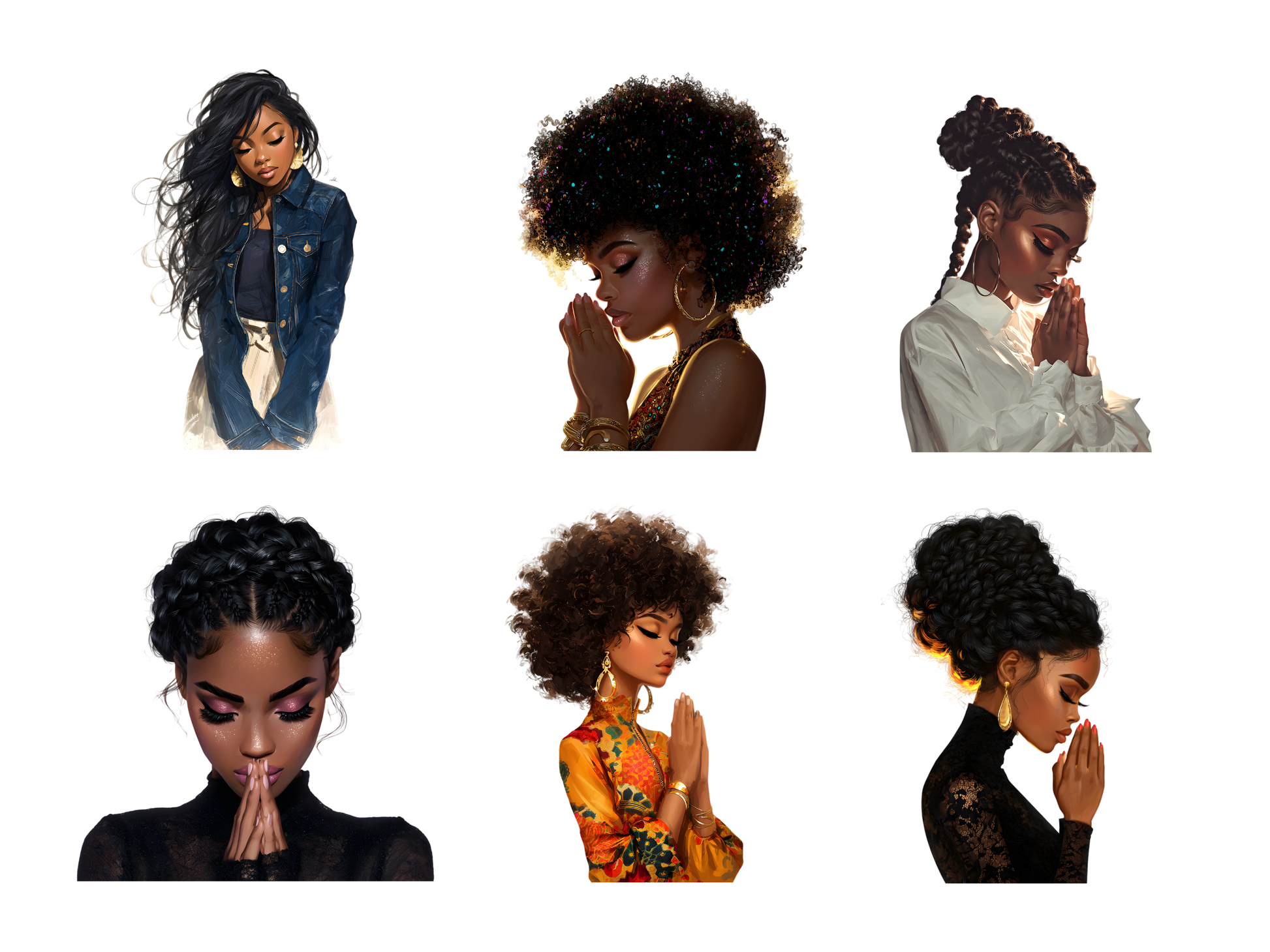 DIY Download Trendy Girl Clipart Black and White PNG Bundle