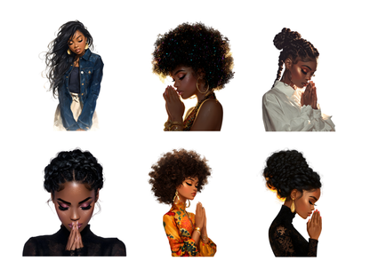 DIY Download Trendy Girl Clipart Black and White PNG Bundle