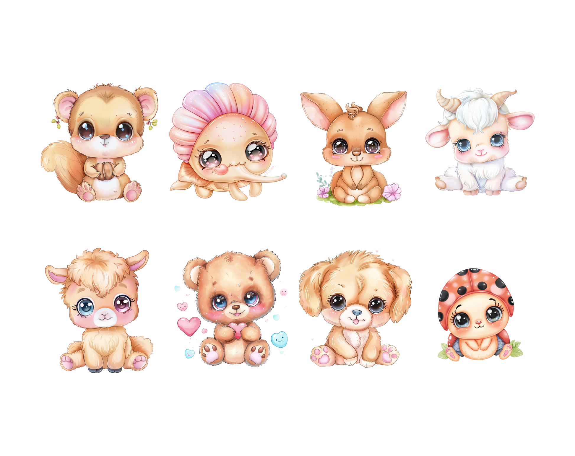 DIY Download kawaii animal clip art Bundle