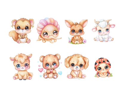 DIY Download kawaii animal clip art Bundle