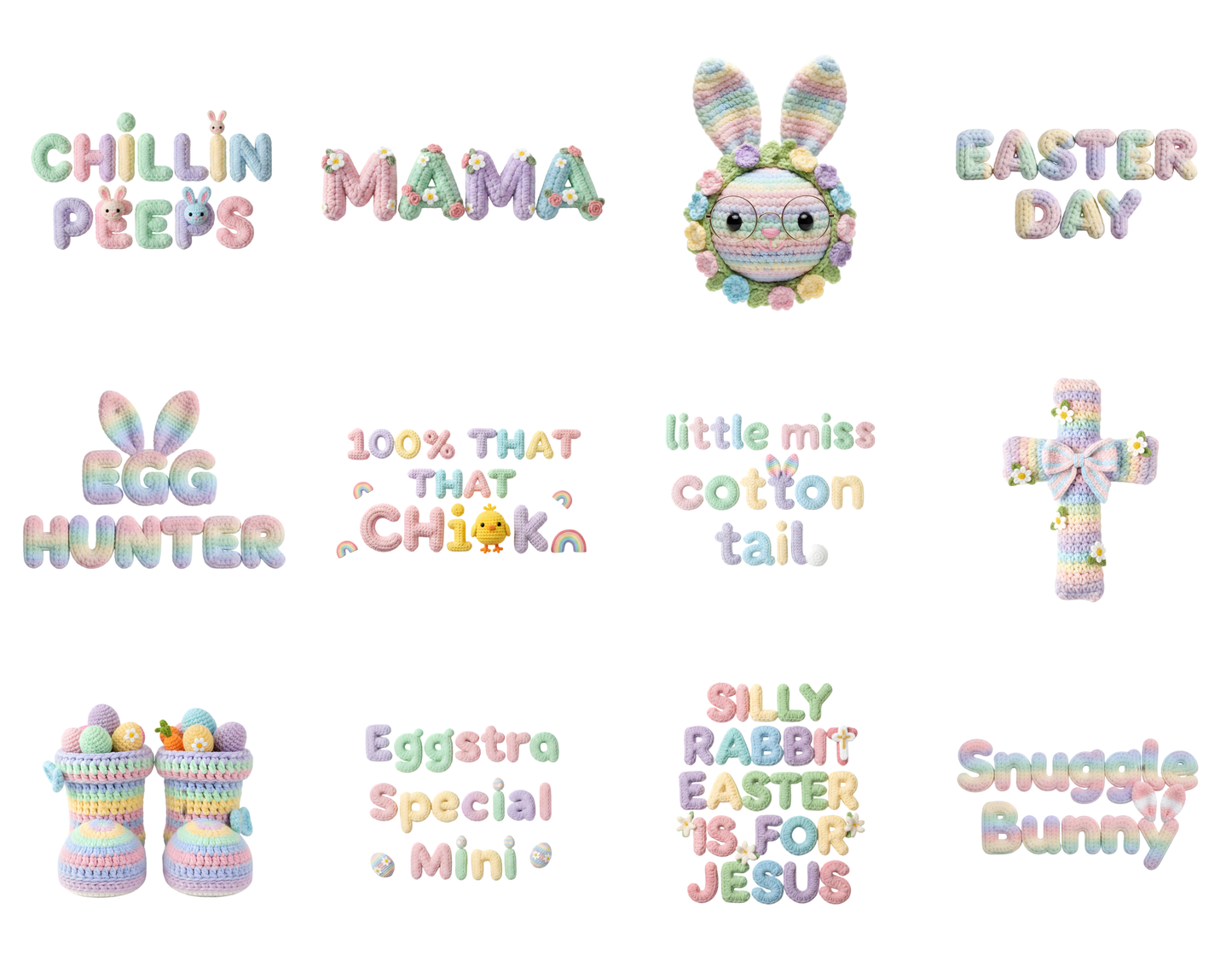 DIY Download 30 Easter bunny clipart PNG files