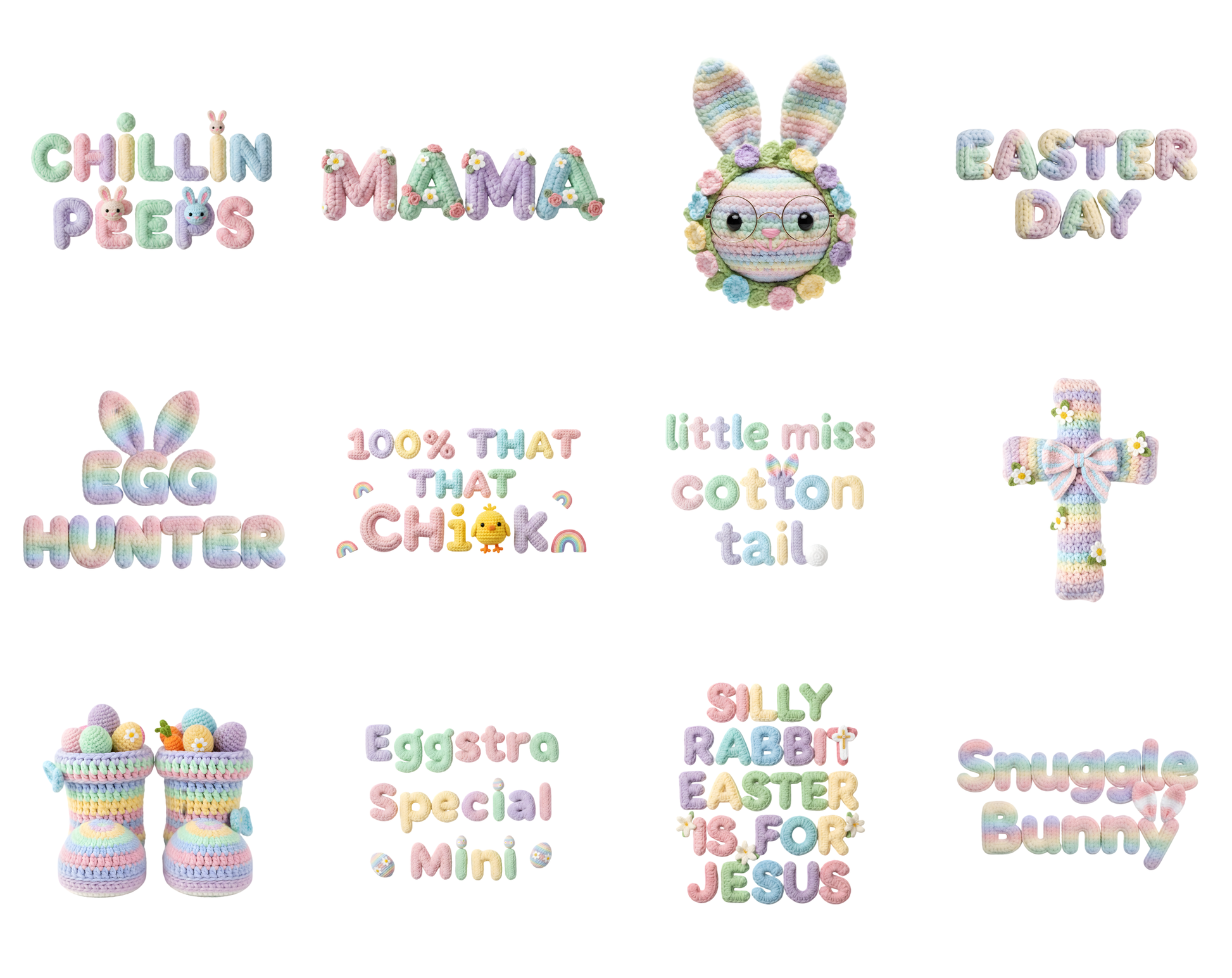 DIY Download 30 Easter bunny clipart PNG files