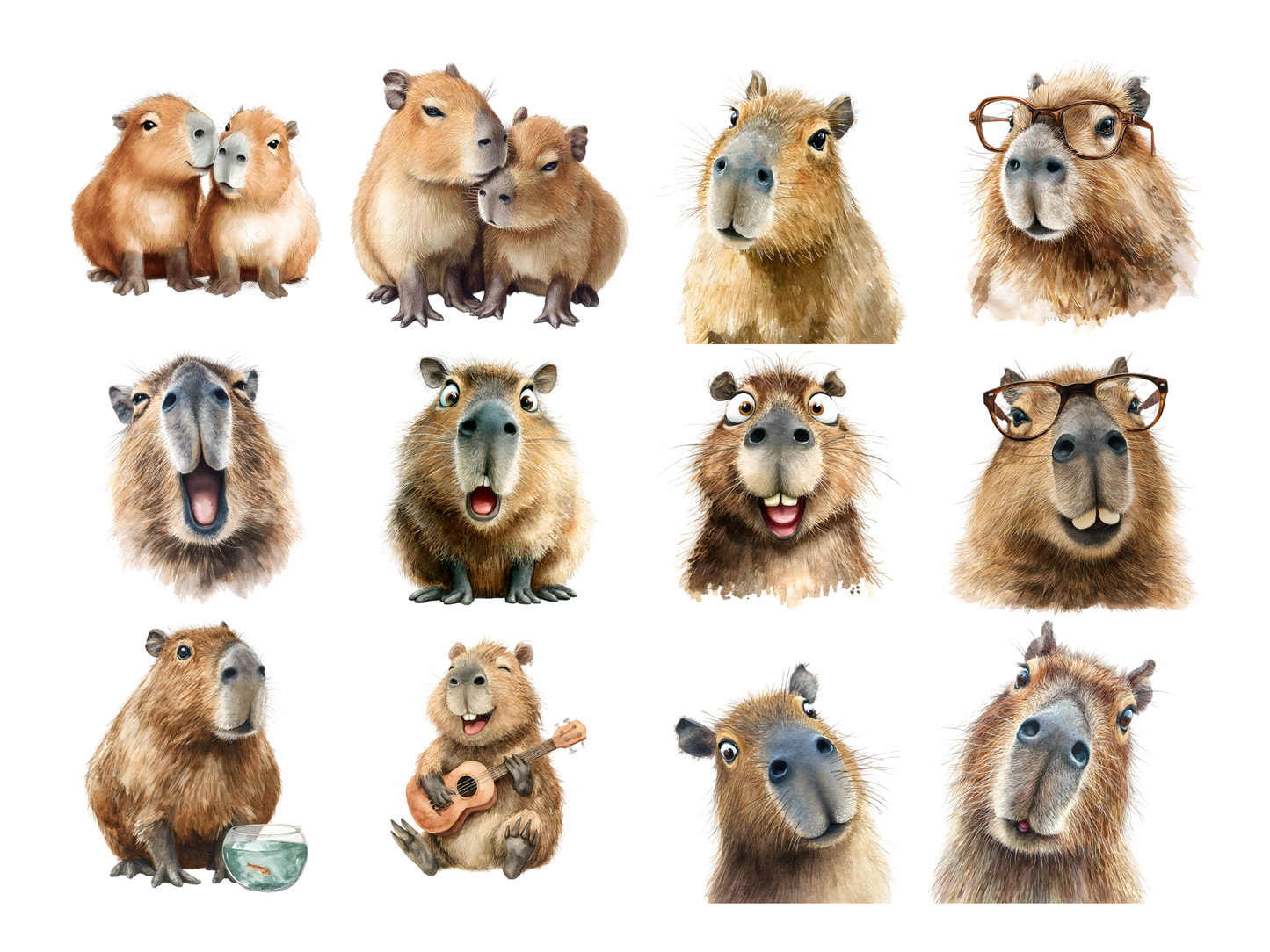 DIY Download Capybara Clipart PNG Bundle