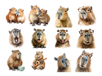 DIY Download Capybara Clipart PNG Bundle